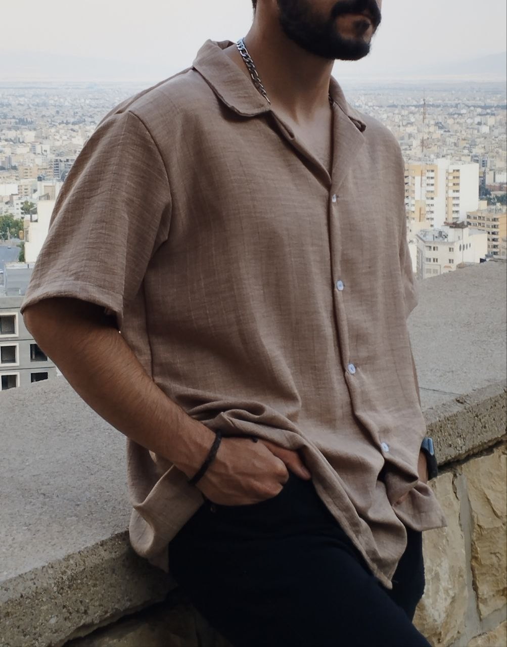 پیراهن مردانه لینن کرم